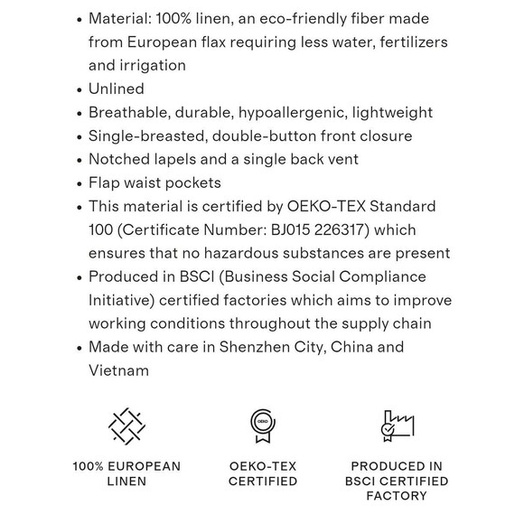 Quince Mens 100% European Linen Blazer XL New Beige Neutral Breathable Casual - Picture 13 of 13